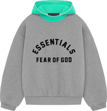 Fear of God Essentials Nylon Fleece Hoodie Dark Heather Oatmeal/Mint Leaf