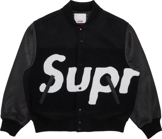 Supreme Big Logo Chenille Varsity Jacket Black