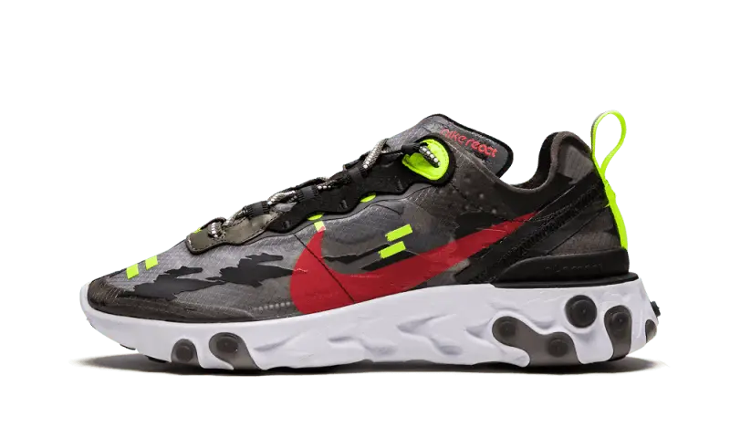 Nike React Element 87 Medium Olive Volt Crimson Tiger Camo - CJ4988-200